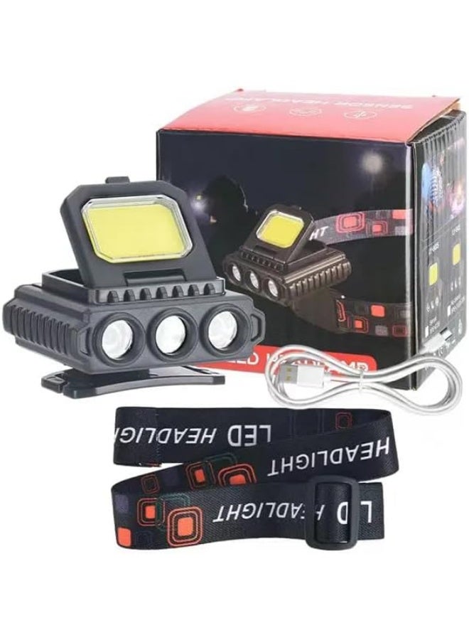 مصباح راس LED قابل لاعادة الشحن بشعاع عريض  معدات ملحقات التخييم، مصباح راس للمشي لمسافات طويلة والجري والاصلاح وصيد الاسماك وركوب الدراجات والقراءة - Image 3