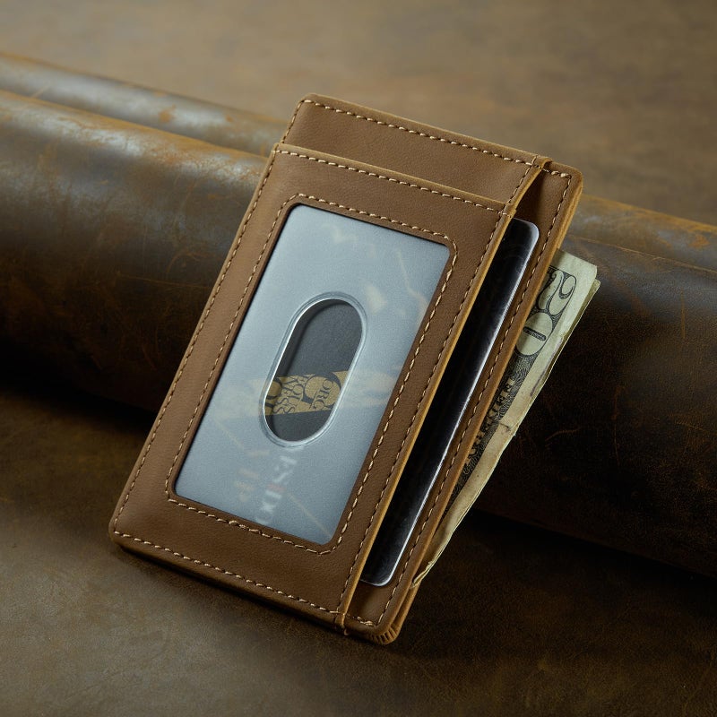 Travelambo Slim Wallet Front Pocket Minimalist Leather RFID Blocking Medium Size - Image 3