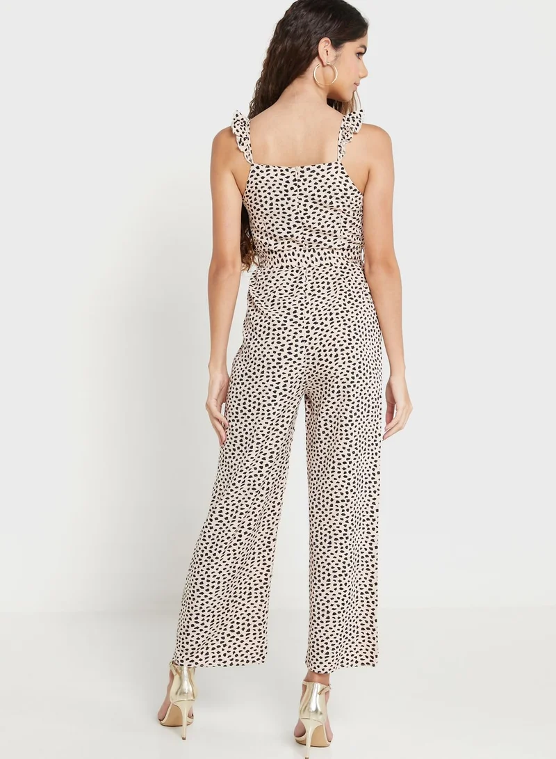 Ginger Printed Waist Tie Jumpsuit