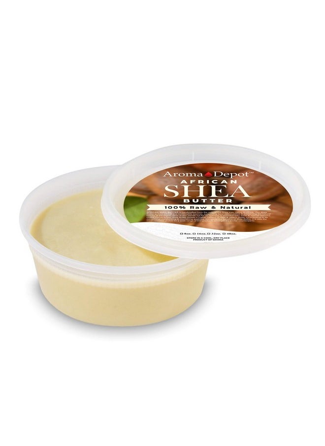 Aroma Depot - Raw African Shea Butter 8 Oz. Container Ivorywhite Grade A 100% Pure Natural Unrefined Fresh Moisturizing. Ideal For Dry And Cracked Skin. Can Be Use In Body Hair And Face. (2 Pack) - Image 1