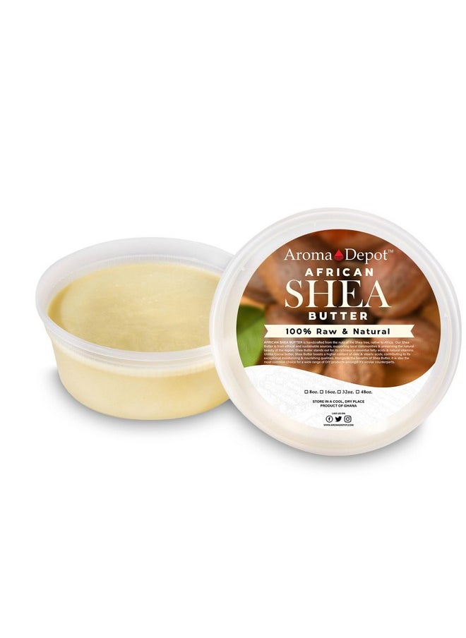 Aroma Depot - Raw African Shea Butter 8 Oz. Container Ivorywhite Grade A 100% Pure Natural Unrefined Fresh Moisturizing. Ideal For Dry And Cracked Skin. Can Be Use In Body Hair And Face. (2 Pack) - Image 1