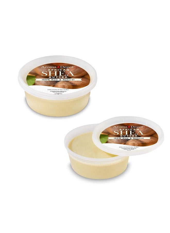 Aroma Depot - Raw African Shea Butter 8 Oz. Container Ivorywhite Grade A 100% Pure Natural Unrefined Fresh Moisturizing. Ideal For Dry And Cracked Skin. Can Be Use In Body Hair And Face. (2 Pack) - Image 1