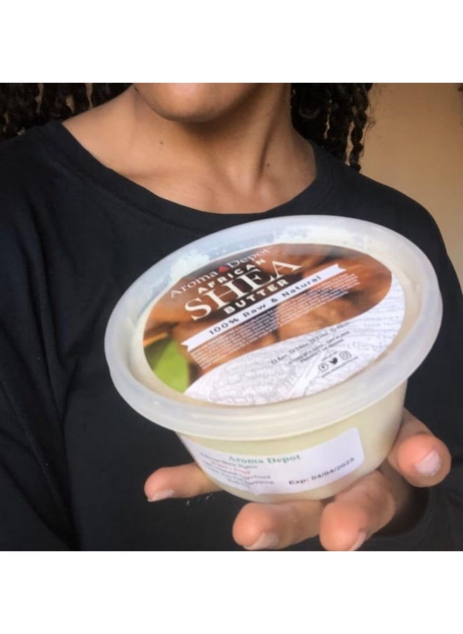 Aroma Depot - Raw African Shea Butter 8 Oz. Container Ivorywhite Grade A 100% Pure Natural Unrefined Fresh Moisturizing. Ideal For Dry And Cracked Skin. Can Be Use In Body Hair And Face. (2 Pack) - Image 1
