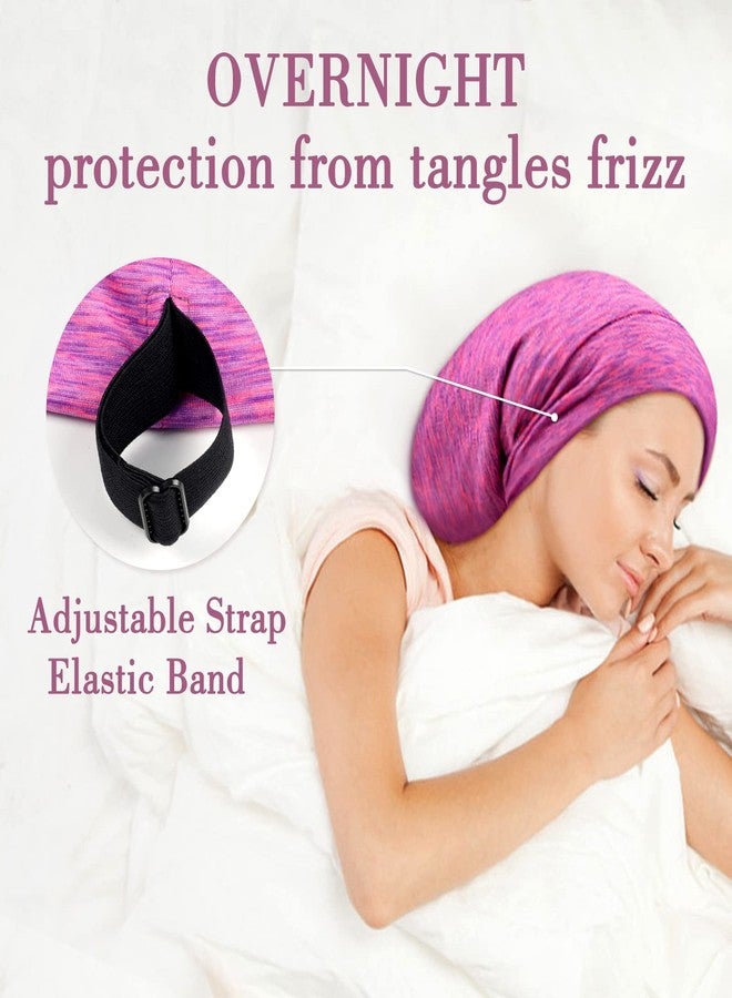 LULUSILK بونيت من حرير التوت لولو سيلك للنوم للنساء، غطاء نوم من الحرير الحقيقي للشعر المجعد والضفائر، لف رأس نقي مع أربطة، وردي فاقع - Image 4