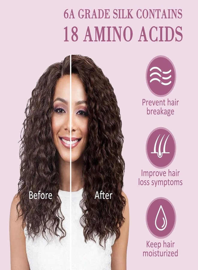 LULUSILK بونيت من حرير التوت لولو سيلك للنوم للنساء، غطاء نوم من الحرير الحقيقي للشعر المجعد والضفائر، لف رأس نقي مع أربطة، وردي فاقع - Image 3