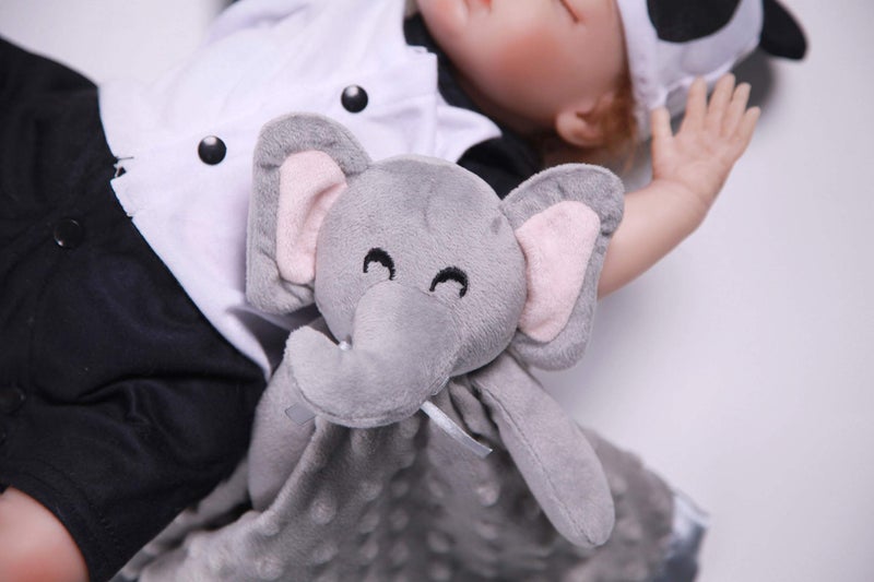Pro Goleem Elephant Security Blanket, Soft Lovey Unisex Lovie Baby Gifts for Boys and Girls Snuggle Toy Stuffed Animal Newborn Essentials and Items Grey 16 Inch - Image 2