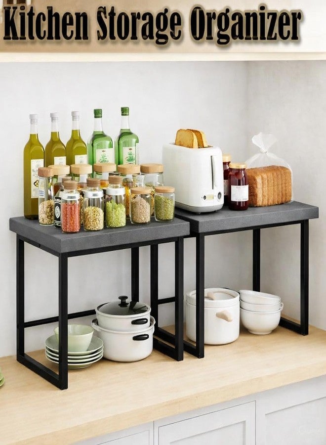 MTANK 2-Tier Kitchen Spice Storage Organizer Rack | Multipurpose Kitchen Counter Space Saver, Kitchen rack for oil, jars & containers–Multi-layer storage rack for spices, Oven stand| (Gray) - Image 3