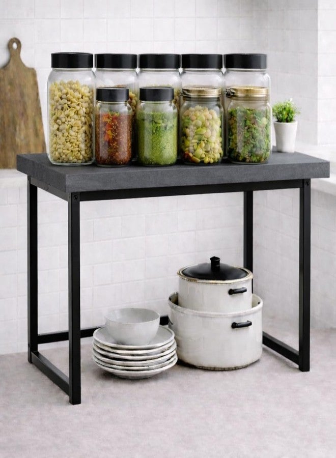 MTANK 2-Tier Kitchen Spice Storage Organizer Rack | Multipurpose Kitchen Counter Space Saver, Kitchen rack for oil, jars & containers–Multi-layer storage rack for spices, Oven stand| (Gray) - Image 1