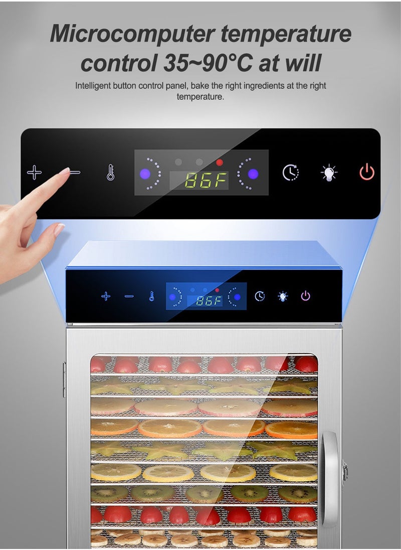 ET-LIFE - Food Dehydrator, 12 Stainless Steel Trays Dehydrators for Food and Jerky, Herbs, Fruit, Dehydrator Machine with Digital Timer and Temperature Control, Overheat Protection, Recipe Book Included - Image 1