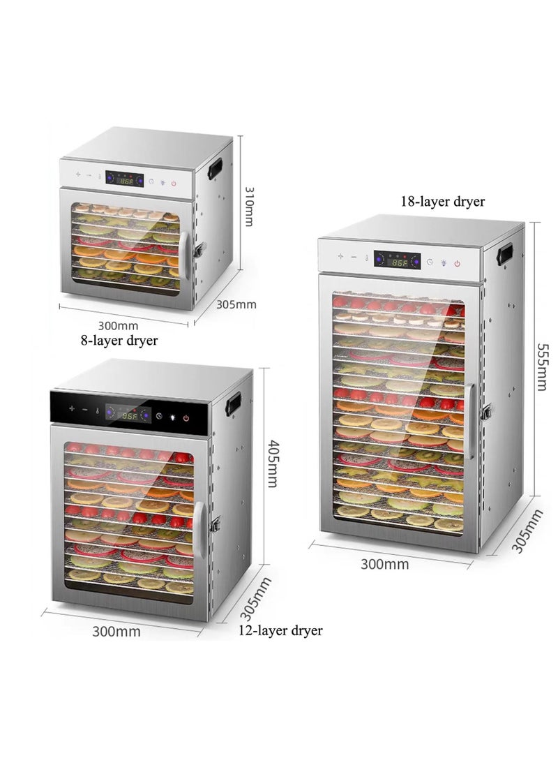 ET-LIFE - Food Dehydrator, 12 Stainless Steel Trays Dehydrators for Food and Jerky, Herbs, Fruit, Dehydrator Machine with Digital Timer and Temperature Control, Overheat Protection, Recipe Book Included - Image 1