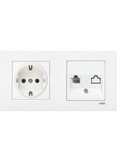 Viko Karre White Set of 2 Grounded Socket and Cat5 Data Socket Set 