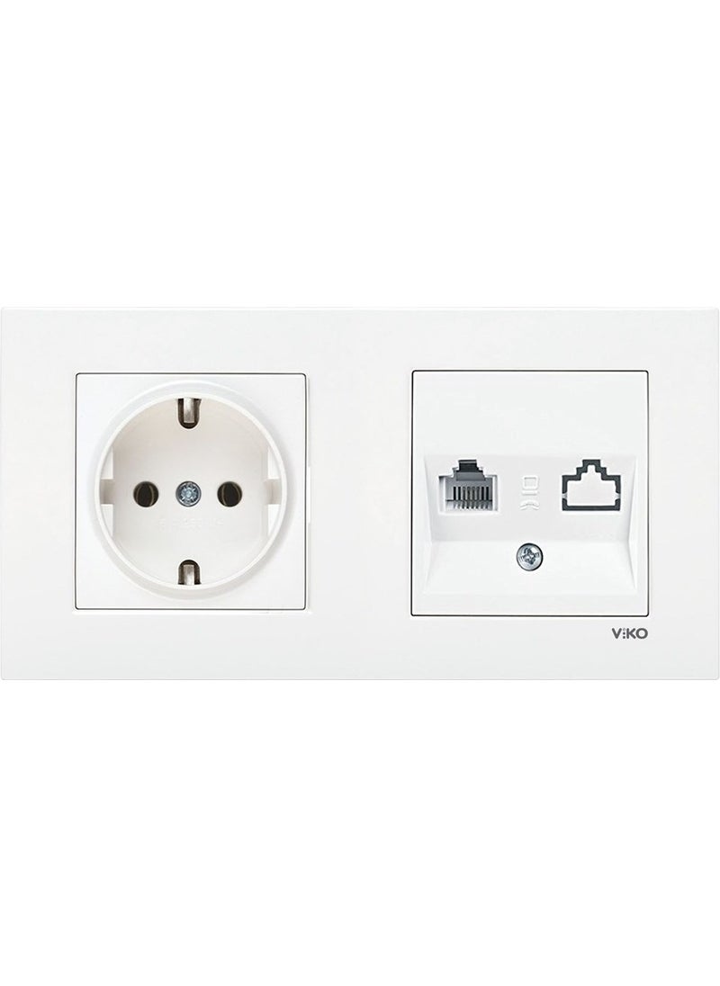 Viko - Karre White Set of 2 Grounded Socket and Cat5 Data Socket Set - Image 1