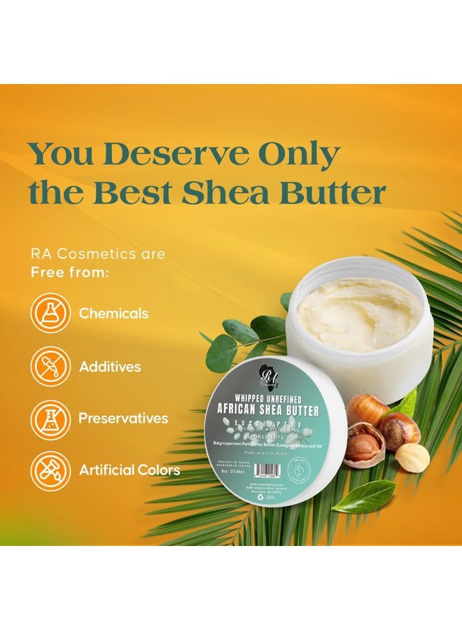 RA COSMETICS زبدة الشيا الأفريقية الطبيعية 100% 6 أونصات غير معطرة مرطب نهائي للبشرة - Image 2