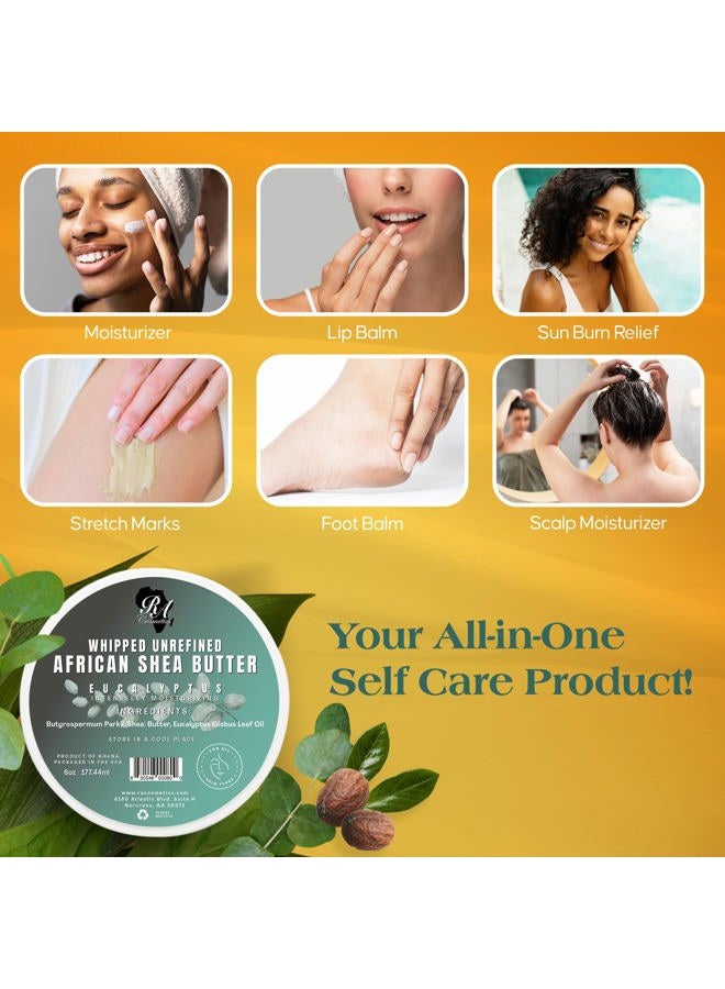 RA COSMETICS زبدة الشيا الأفريقية الطبيعية 100% 6 أونصات غير معطرة مرطب نهائي للبشرة - Image 3