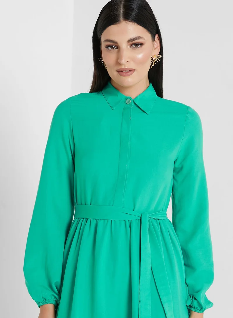Khizana Tiered Front Tie Dress