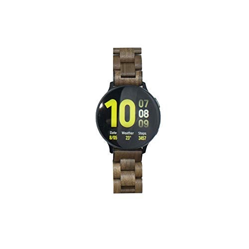 Kinobo Band 20mm Compatible with Samsung Galaxy Watch/Gear S2 S3/ Active/Active 2, Natural Wooden Stainless Steel Link Bracelet Strap for Samsung Galaxy Watch 40/42/44mm (Walnut+Black) - Image 4