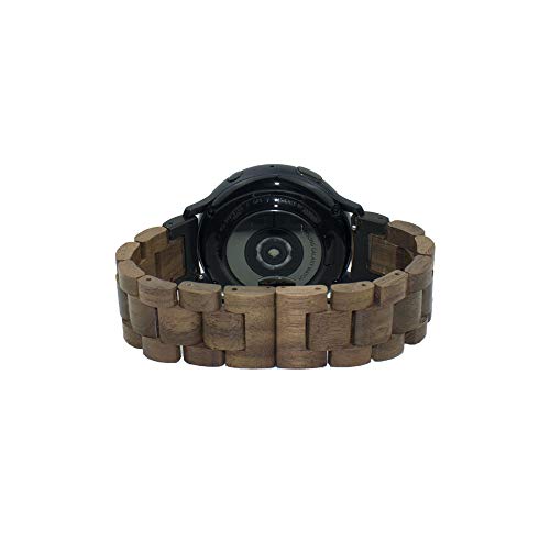 Kinobo Band 20mm Compatible with Samsung Galaxy Watch/Gear S2 S3/ Active/Active 2, Natural Wooden Stainless Steel Link Bracelet Strap for Samsung Galaxy Watch 40/42/44mm (Walnut+Black) - Image 3