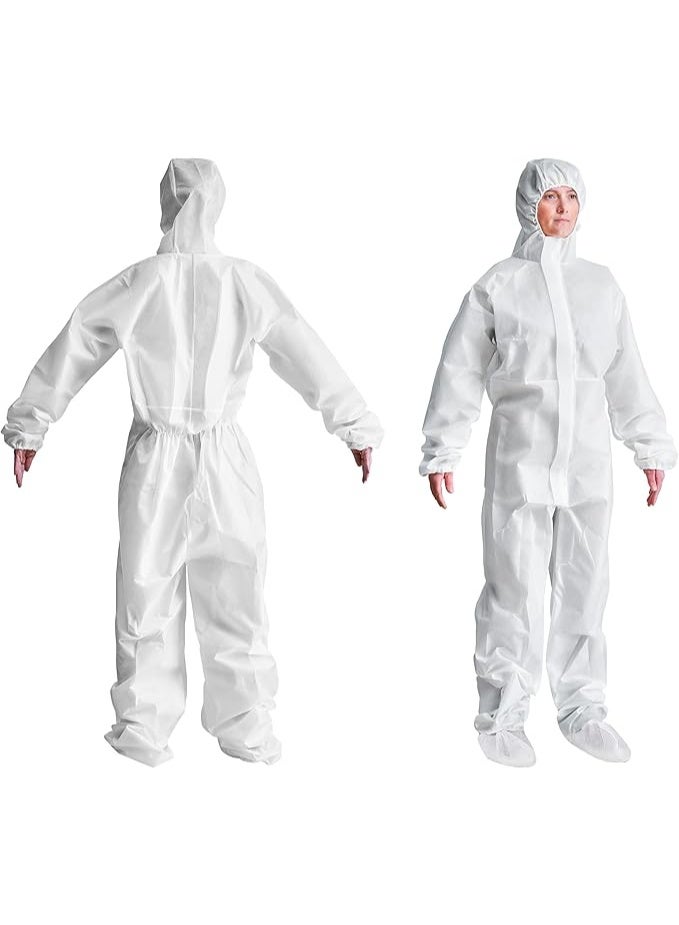 بدلة واقية للاستخدام مرة واحدة SMS 60 جرام – بغطاء رأس وحذاء مدمج وسوستة، أكمام مطاطية. - Image 1