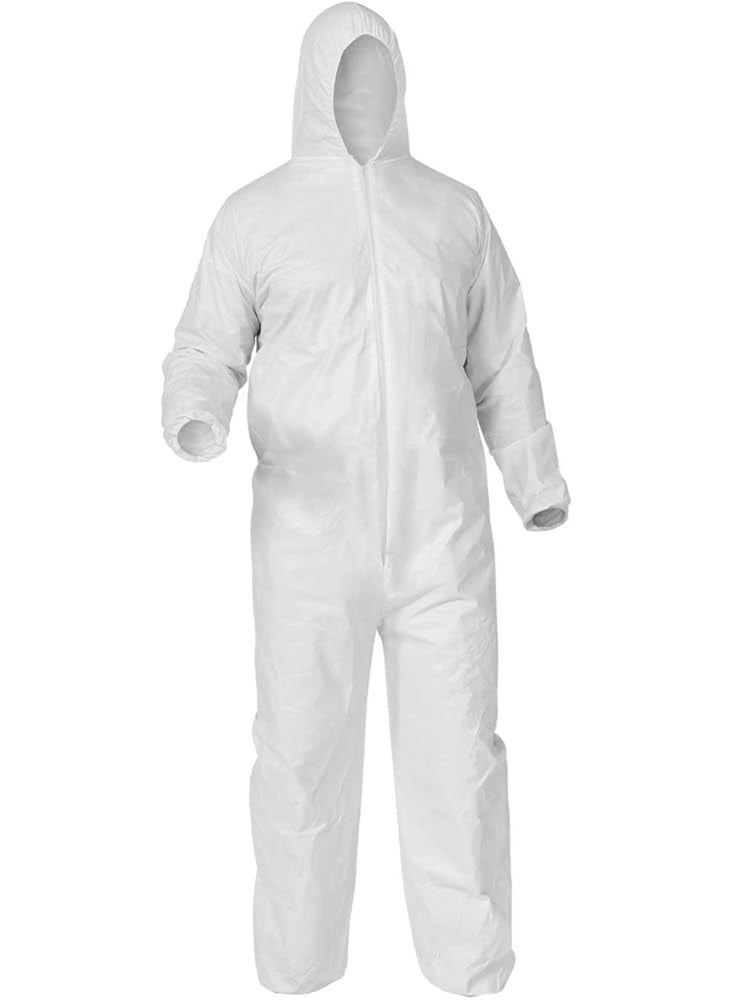 بدلة واقية للاستخدام مرة واحدة SMS 60 جرام – بغطاء رأس وحذاء مدمج وسوستة، أكمام مطاطية. - Image 2