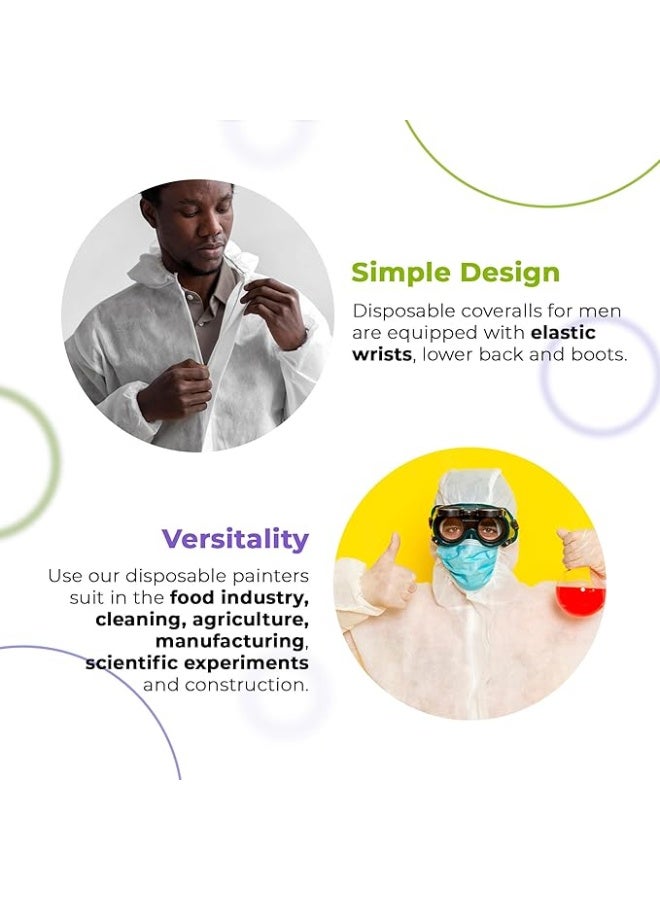 بدلة واقية للاستخدام مرة واحدة SMS 60 جرام – بغطاء رأس وحذاء مدمج وسوستة، أكمام مطاطية. - Image 5