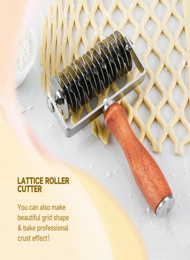 WarmHut Pastry Lattice Roller Cutter, Stainless Steel Dough Cutter Wheel with Wood Handle, Time-Saver Baking Tools for Beef Wellington Pie Crust Pizza Bread - Image 5