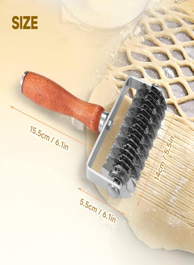 WarmHut Pastry Lattice Roller Cutter, Stainless Steel Dough Cutter Wheel with Wood Handle, Time-Saver Baking Tools for Beef Wellington Pie Crust Pizza Bread - Image 2