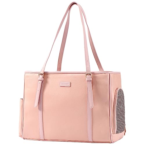 Lasaviin Fashion Dog Purse Pet Carrier Leather Bag for Small Dogs Cats Puppy Portable Tote Bag Airline Approved SoftSided Carriers Pink - Image 1