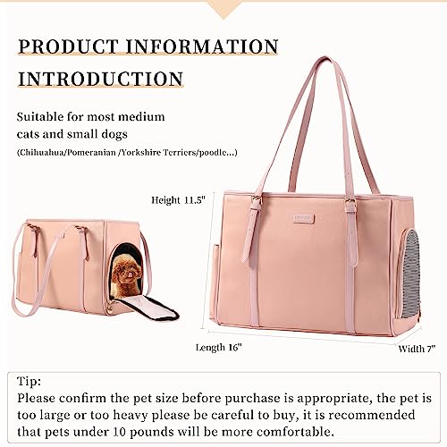 Lasaviin Fashion Dog Purse Pet Carrier Leather Bag for Small Dogs Cats Puppy Portable Tote Bag Airline Approved SoftSided Carriers Pink - Image 3