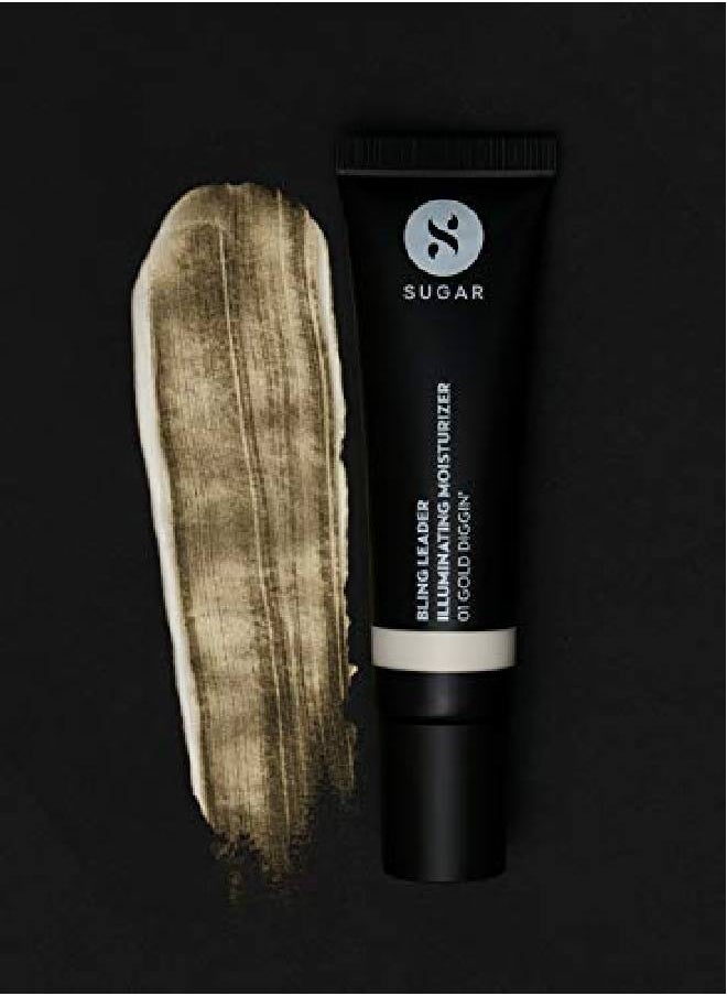 SUGAR Cosmetics مرطب ومضيء من Bling Leader 01 Gold Diggin' (هايلايتر ذهبي دافئ بلمسة نهائية لؤلؤية) مرطب خفيف الوزن ومضيء يحمي من التلوث  - Image 4