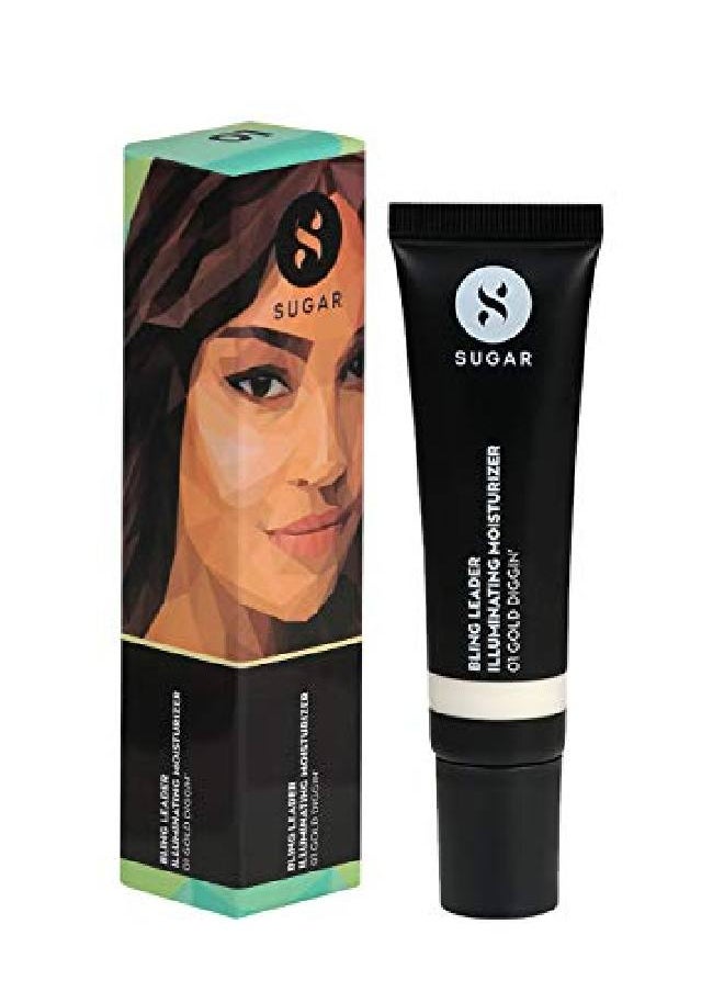 SUGAR Cosmetics مرطب ومضيء من Bling Leader 01 Gold Diggin' (هايلايتر ذهبي دافئ بلمسة نهائية لؤلؤية) مرطب خفيف الوزن ومضيء يحمي من التلوث  - Image 3