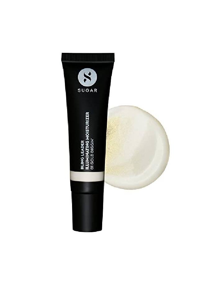 SUGAR Cosmetics مرطب ومضيء من Bling Leader 01 Gold Diggin' (هايلايتر ذهبي دافئ بلمسة نهائية لؤلؤية) مرطب خفيف الوزن ومضيء يحمي من التلوث  - Image 1