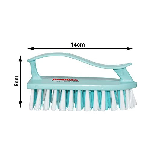 Homfine Cloth Brush with Handle Semi Hard Straight Bristles for Cloth Washing, Laundry, Jeans, T-Shirts, Carpet Washing, Floor Cleaning (1 Pc, Aqua Green) - Image 3