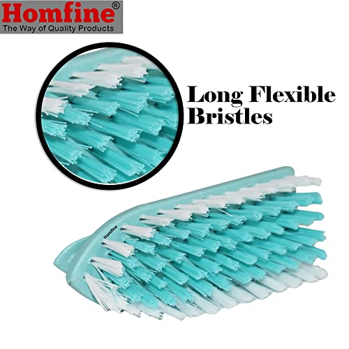 Homfine Cloth Brush with Handle Semi Hard Straight Bristles for Cloth Washing, Laundry, Jeans, T-Shirts, Carpet Washing, Floor Cleaning (1 Pc, Aqua Green) - Image 2