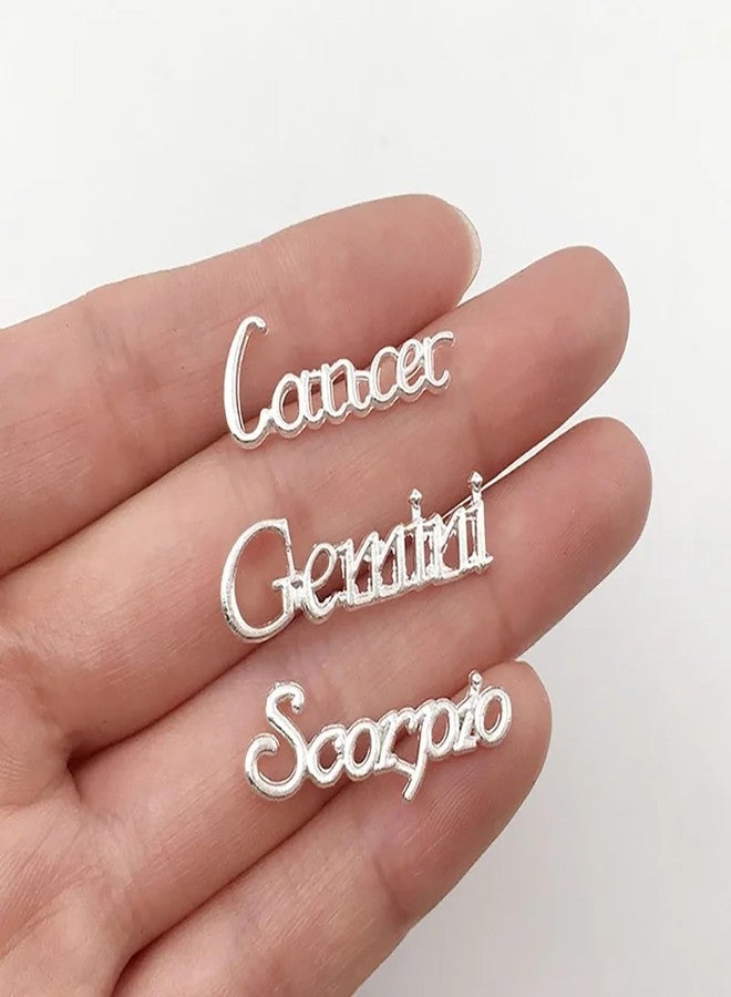 HYWWPFLAY 36pcs Silver Zodiac Sign Nail Charms for Acrylic Nails Alloy Twelve Constellation Zodiac Letter Charm Jewels Studs Hollow Letter Nail Art Nail Decoration DIY Craft for Home&Salon - Image 3
