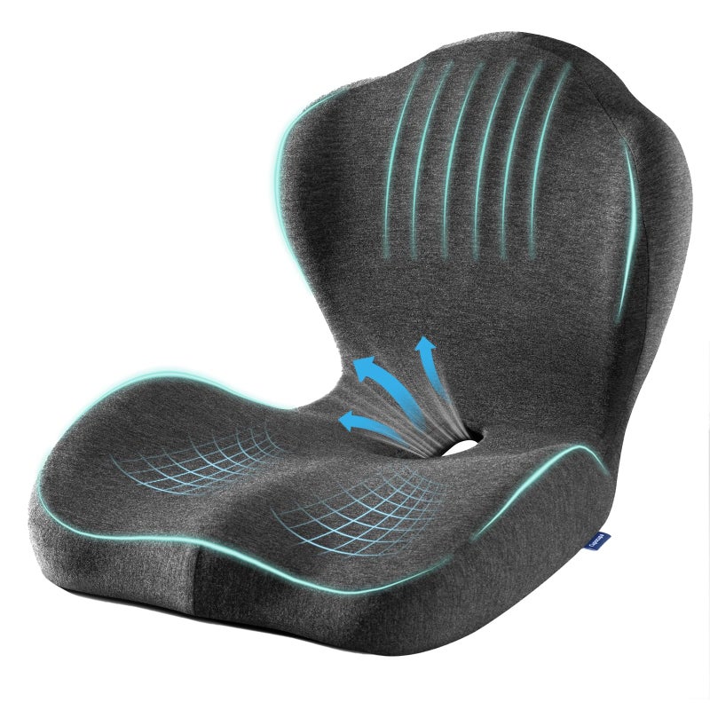 Cupocupa Seat Cushion for Car Truck Driver, Memory Foam Seat Cushion with Adjustable Strap,Ergonomic Lumbar/Back Support & Sciatica Relief for Long Drives, Orthopedic Cushion for Office Chair, Car, Semi Truck - Image 1