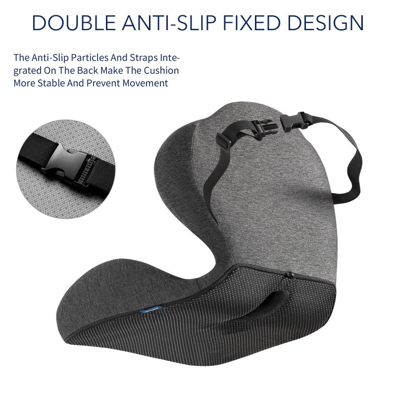 Cupocupa Seat Cushion for Car Truck Driver, Memory Foam Seat Cushion with Adjustable Strap,Ergonomic Lumbar/Back Support & Sciatica Relief for Long Drives, Orthopedic Cushion for Office Chair, Car, Semi Truck - Image 3