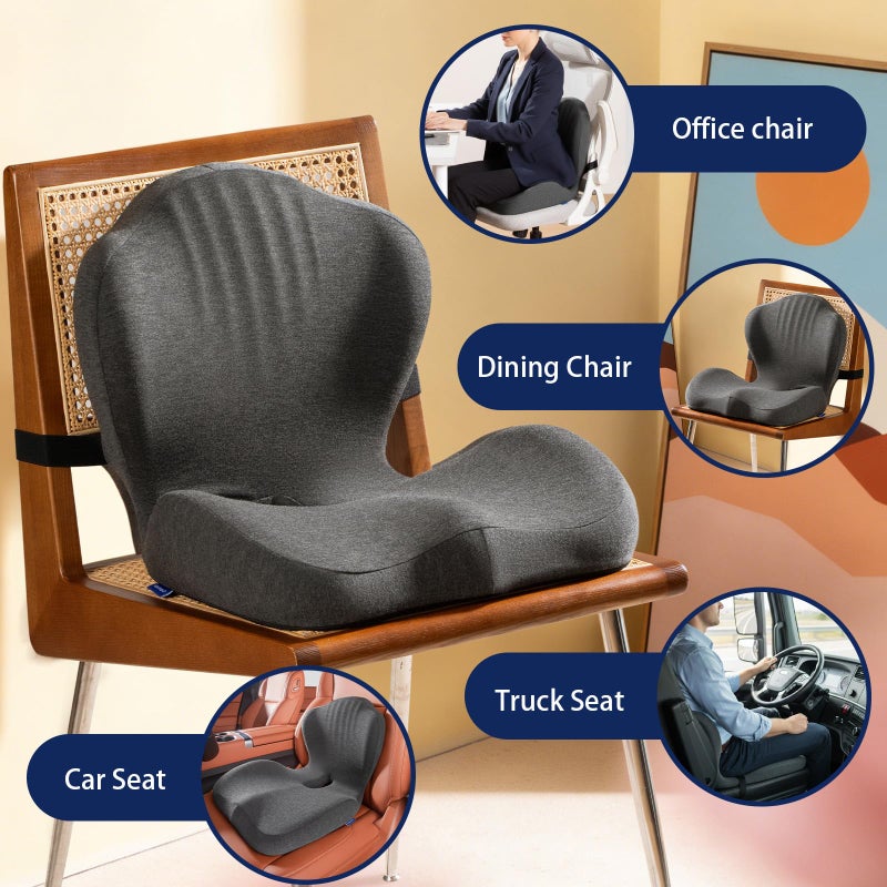 Cupocupa Seat Cushion for Car Truck Driver, Memory Foam Seat Cushion with Adjustable Strap,Ergonomic Lumbar/Back Support & Sciatica Relief for Long Drives, Orthopedic Cushion for Office Chair, Car, Semi Truck - Image 5