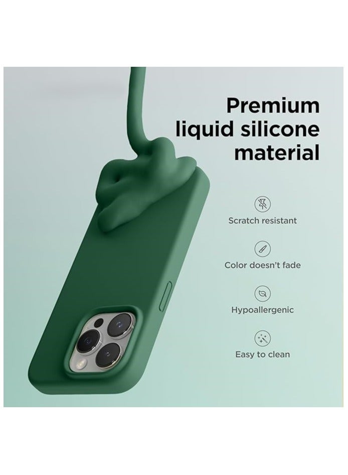 ACLIX Silicone Case Compatible with iPhone 12 Pro Max , Slim Liquid Silicone  Layer Soft Gel Rubber Shockproof, Protective Phone Case Cover with TPU Lining (Pine Green) - Image 3