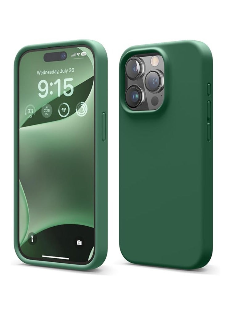 ACLIX Silicone Case Compatible with iPhone 12 Pro Max , Slim Liquid Silicone  Layer Soft Gel Rubber Shockproof, Protective Phone Case Cover with TPU Lining (Pine Green) - Image 1