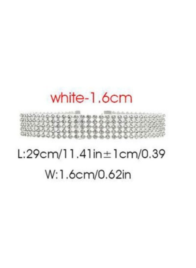 LATEEN Rhinestone Choker Necklace Cubic Zirconia Tennis Necklace Sparkly Crystal Choker Silver Rhinestone Chain Necklace Jewelry for Women and Girls - Image 2