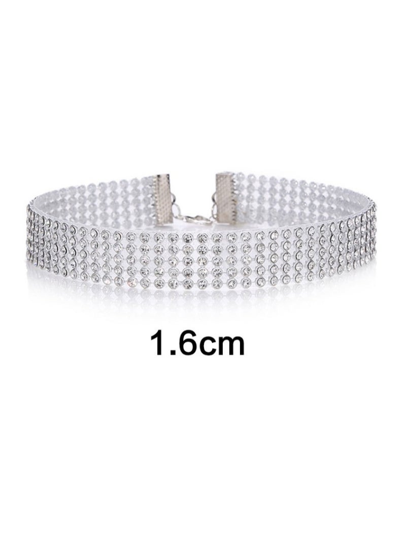 LATEEN Rhinestone Choker Necklace Cubic Zirconia Tennis Necklace Sparkly Crystal Choker Silver Rhinestone Chain Necklace Jewelry for Women and Girls - Image 3