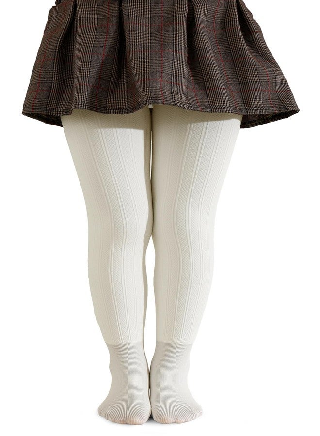 Pareberry Girl's Winter Fleece Lined Extra Thick Microfiber Soft Cozy Warm Tights for Kids Age 5-14, K02-white, 8-10 years - Image 2