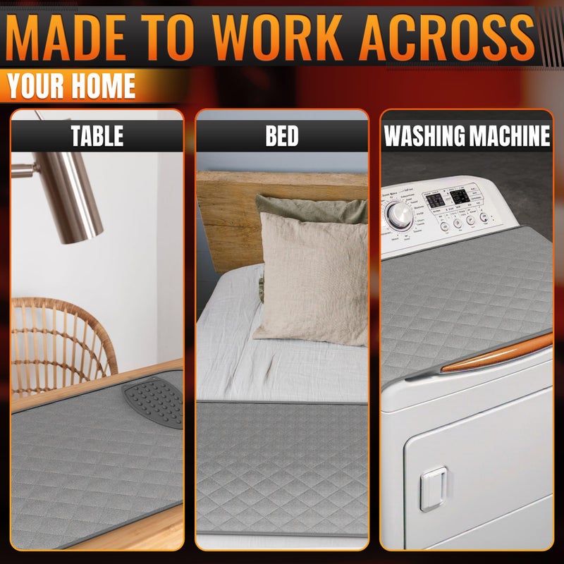 LAGARTO Portable Ironing Mat for Table Top - 39.8" X 18.3" Ironing Pad for Table with Magnetic Edges & 4-Layer Heat Protection, Silicone Iron Rest Pad - Foldable Fabric Mat for Washer, Dryer & Countertop - Image 5