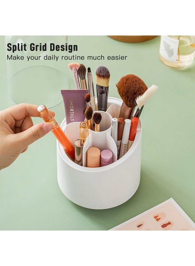 Ncry 360° Rotating Makeup Brush Holders Organizer Transparent Makeup Brush Box With Lid Dust Proof Vanity Desktop Bathroom Counter Cosmetic Accessories (Transparent White) - Image 5