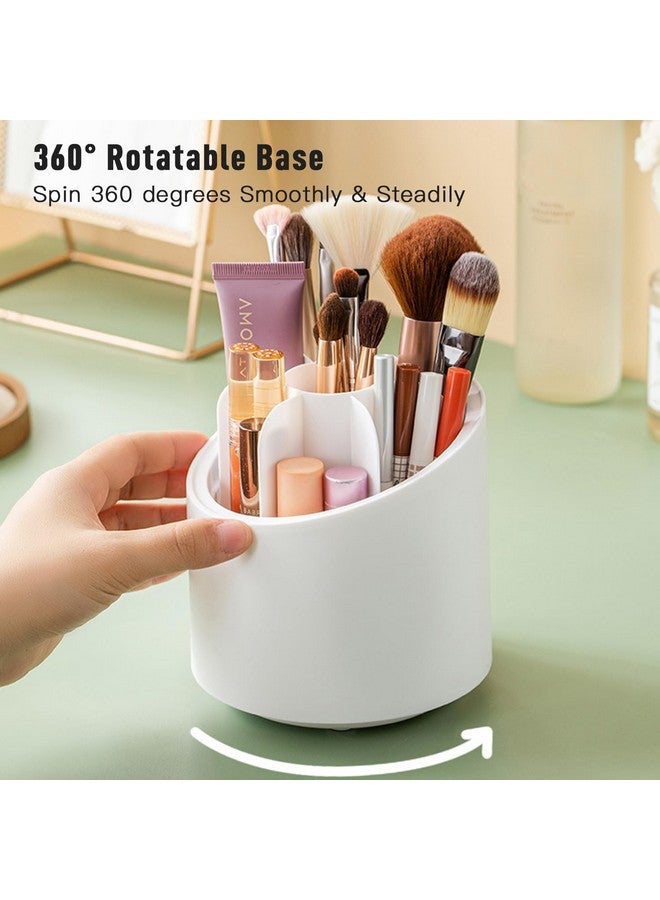 Ncry 360° Rotating Makeup Brush Holders Organizer Transparent Makeup Brush Box With Lid Dust Proof Vanity Desktop Bathroom Counter Cosmetic Accessories (Transparent White) - Image 2