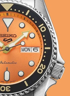 Seiko سوار سيكو 5 سبورتس SKX 38 ملم برتقالي من الستانلس ستيل SRPK35K1  - Image 4