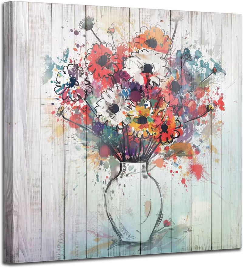 Arjun Flowers Canvas Wall Art Chroma Floral and Vase Painting - Image 2