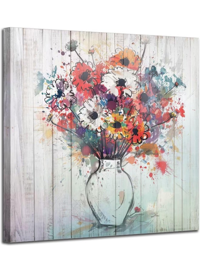 Arjun Flowers Canvas Wall Art Chroma Floral and Vase Painting - Image 1