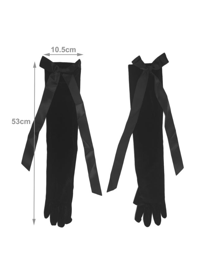 Ladies Elegant French Vintage Sunscreen Satin Gloves Bridal Wedding Dress Wrist Accessories Sweet Bow Long Gloves for Women Free Size - Image 2