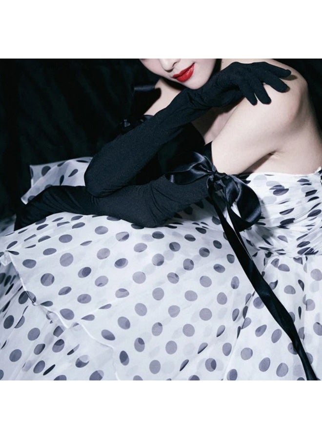 Ladies Elegant French Vintage Sunscreen Satin Gloves Bridal Wedding Dress Wrist Accessories Sweet Bow Long Gloves for Women Free Size - Image 3